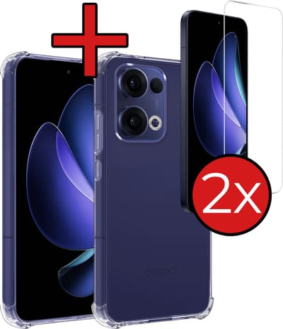 Hoesje - Met Screenprotector - 2 Stuks - Geschikt voor Oppo Reno 13 - Sterk & Shockproof - Back Cover - Siliconen Case - Telefoon Hoes - Shock Proof - Telefoonhoes - Transparant