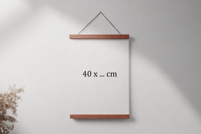 Poster ophangsysteem 40 cm - Teak Houten Posterhanger - Posterstrips hout met magneet inclusief touw