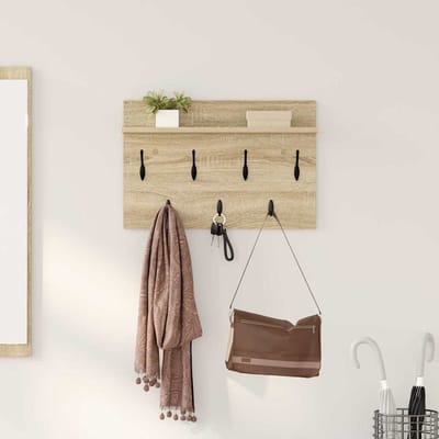 vidaXL - Wandgemonteerde - kapstok - Muurmontage - Sonoma - Eik - 60 - x - 40 - x - 12 - cm