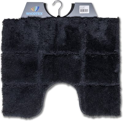 Wicotex - Toiletmat ruit zwart - Antislip onderkant - WC mat met uitsparing - Afmeting 50x60cm