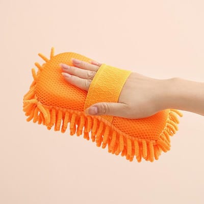 Gants de lavage de voiture en Fiber ultrafine Chenille Anthozoan, fournitures de lavage de voiture et de moto en microfibre orange