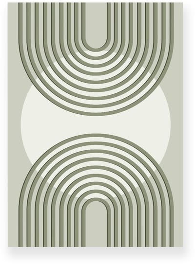 Poster 20x30 cm - Halve Bogen - Cirkel - Donkergroen - Lichtgroen - Abstract - Japandi - Muurdecoratie - Wanddecoratie