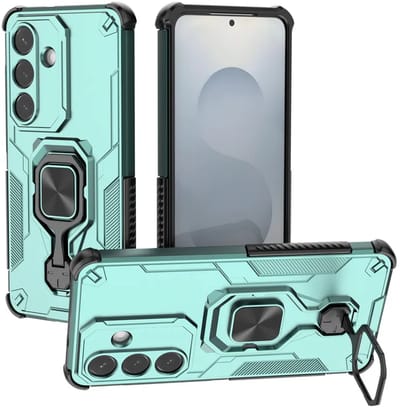 MobyDefend Hoesje - Geschikt voor Samsung Galaxy S26 - Dubbelgelaagde Pantsercase Met Standaard - Turquoise