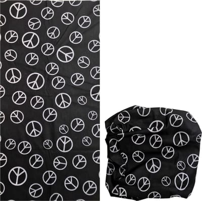 Fako Fashion - Colsjaal - Gezichtsmasker - Bandana - Nekwarmer - Sjaal - Col - Microfiber Faceshield - Peace Zwart