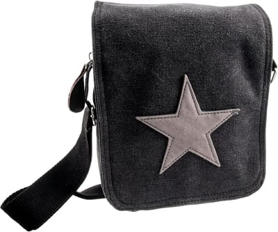 Canvas Schoudertas, Zwart Antraciet Crossbodytas, 24 x 19 x 7 cm – Unisex