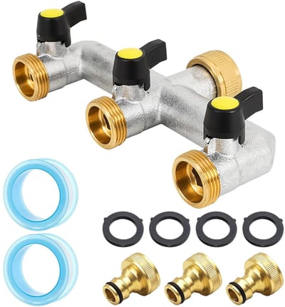 Dailygoods- Waterverdeler 3-Weg - Tuinslang Koppeling - Waterdistributie - Robuust Messing - Voor Tuinirrigatie - Verstelbare Waterstroom - Tuinslangverdeler