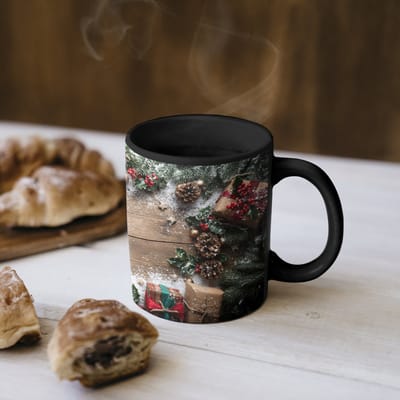 Magische Mok - Foto op Warmte Mokken - Koffiemok - Kerstdecoratie - Geschenken - Hout - Veelkleurig - Magic Mok - Beker - 350 ML - Theemok