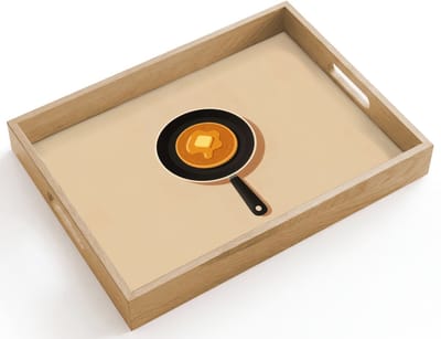 Dienblad hout 40x30 cm - Schootdienblad - Pannenkoek - Koekenpan - Boter - Minimalistisch - Borrelplank rechthoek - Plateau dienbladen