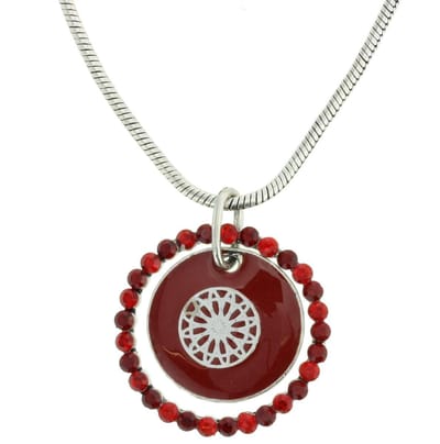 Behave - Ketting - Rode Ronde Hanger met Kristal Steentjes