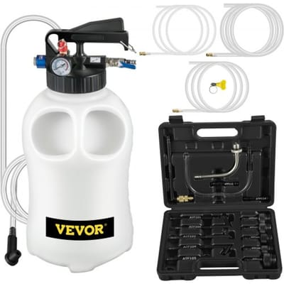VEVOR handpomp oliezuigpomp oliepomp zuigpomp 10 L, olievloeistofafzuiger handpomp 9,91 x 5,59 x 14,99 cm, opvoerpomp zuigpomp vloeistofafzuigers met 14 meest voorkomende adapters, oliepompset