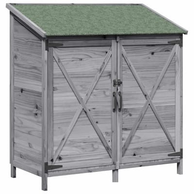 vidaXL - Tuin - Shed - Grijs - 106 - x - 56 - x - 113,5 - cm - Massief - Vurenhout