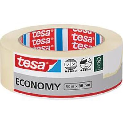 tesa schilderstape Economy, 50 m × 38 mm, zeem - gladde oppervlakken, gemakkelijk verwijderbaar, zonder resten