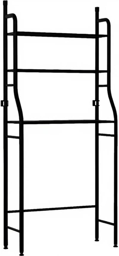 Wasmachine Rek met 3 Planken – Zwart Metaal – Opbergrek voor Boven Wasmachine of Toilet – Stevig & Ruimtebesparend – Industrieel Design – 173x65 cm