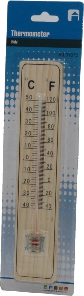 Binnen/buiten thermometer hout 21 x 4 cm - Binnen/buitenthermometers