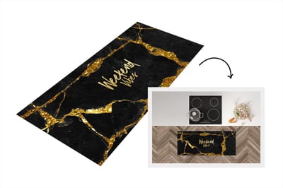 Keukenloper - Loper keuken - Quotes - Weekend - Goud - Marmer - 120x50 cm - Keukenloper vinyl