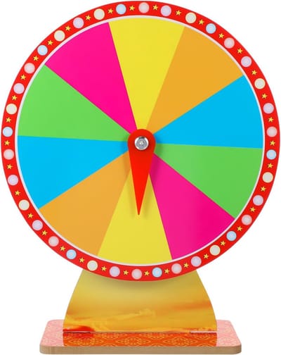Prijzenrad Tafelmodel - Roulette Wiel - Feestjes Evenementen - Droog Uitwisbaar Oppervlak - 36x30x11.5 cm - Zoals Getoond