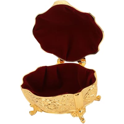 Luxe Vintage Metalen Legering Sieradendoos Ovaal Opbergdoosje voor Ketting Ring Oorbellen brown