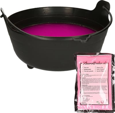 Halloween heksenketel/kookpot met heksensoep - 37 cm - incl. kleurpoeder roze