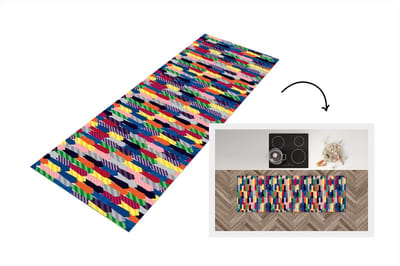 Keukenloper - Loper keuken - Stropdas - Regenboog - Patronen - 150x50 cm - Keukenloper vinyl