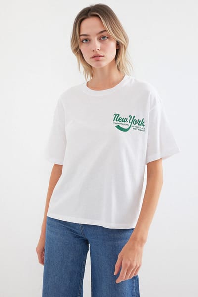 Gedrukt Crew Neck Loose Fit T-Shirt