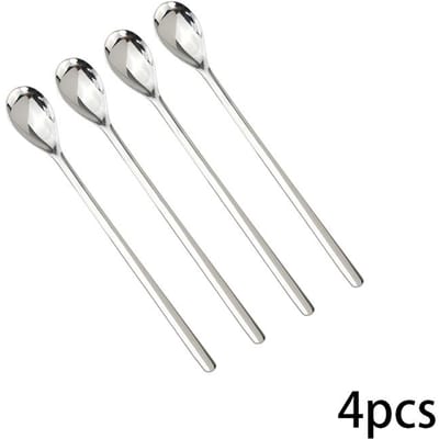4-10 stuks 9'' Roestvrijstalen Koffielepel Zilveren Theelepel Lang Stelige Serveerlepel Dessert Honing Vruchtensap IJs Lepels white
