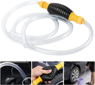 1-Pack - Sifonpomp - Olieaanzuigapparaat - Wateraanzuigapparaat - Airbag-olieaanzuigpomp - Handmatige sifonpomp voor benzine, stookolie, dieselolie, water, aquariumvloeistoffen en oplosmiddelen - 1 meter lange slang - Zwart + Geel