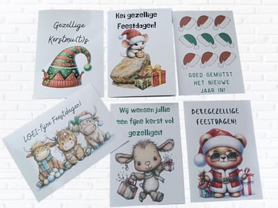 Set van 6 kerstkaarten-eigen ontwerp