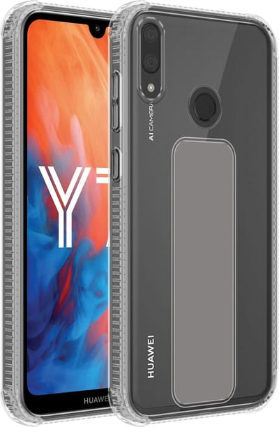Cadorabo Hoesje geschikt voor Huawei Y7 2019 / Y7 PRIME 2019 in GRIJS - Beschermhoes gemaakt van flexibel TPU silicone Cover Case met houder en standfunctie