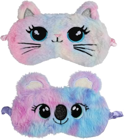 Schattige dierenvormen slaapmasker voor kinderen, zacht pluche oogmasker voor jongens en meisjes, ideaal voor reizen, middagdutjes en feestjes