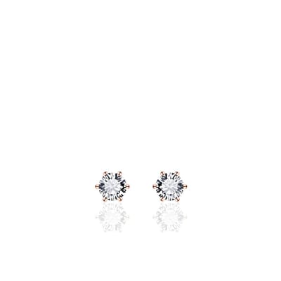 Jewels Inc. - Oorbellen - Oorstekers Solitaire gezet met Zirkonia - 5mmØ - Roségoud Verguld Zilver 925