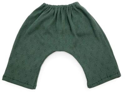 Asi poppenkleding lange katoenen broek donker groen poppenoutfit.