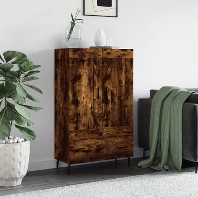 vidaXL - Hoge - kast - 69,5x31x115 - cm - bewerkt - hout - gerookt - eikenkleurig