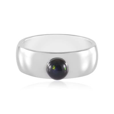 Cavill - Zilveren ring met Mezezo Opaal 0 79 ct, 925 Sterling Zilver Geplatineerd, Brede Moderne Band, Rond 6 mm, Elegant Uniek Design