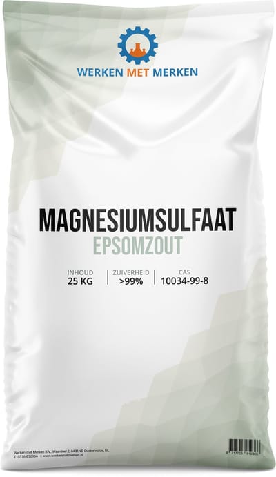 Magnesiumsulfaat 100% Zuiver - Bitterzout - Zak, 25 KG - Badzout - Epsomzout