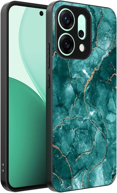 Geschikt voor Oppo Reno 14 Telefoonhoesje met marmer opdruk - TPU backcover case marble design - Goud Groen - Smartphonica geschikt voor Oppo Reno 14