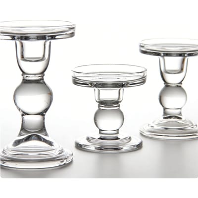 Ensemble de bougeoirs élégant en verre transparent pour bougies coniques et piliers pour mariage, dîner romantique, fête 3 pièces gray