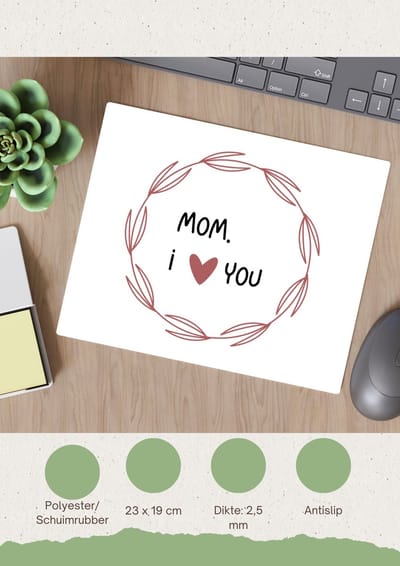 Akyol - mom i love you Muismat - Mama - de liefste moeder - moeder cadeautjes - moederdag - verjaardagscadeau - verjaardag - cadeau - geschenk - kado - gift - moeder artikelen - 23 bij 19 cm