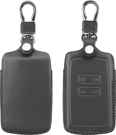 kwmobile autosleutelhoes geschikt voor Renault 4-knops Smartkey (Keyless Go) - Hoesje voor autosleutel in donkergrijs - Leren hoes