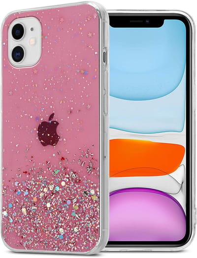 Cadorabo Hoesje geschikt voor Apple iPhone 11 PRO in Roze met Glitter - Beschermhoes van flexibel TPU silicone met fonkelende glitters Case Cover Etui