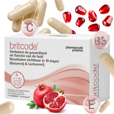 PharmaCode Druivenpitolie en Zoethout BritCode Capsules - Vitamine C, B3, E, Selenium - Voedingssupplement Voor Huidgezondheid - Ondersteunt Melanine Regulatie & UV Bescherming - 60 Capsules