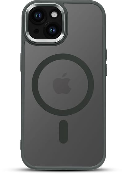 Hoesje Geschikt voor Apple iPhone 12 - Grijze Color Frame - Casemania Shock Proof Back Cover met Gekleurde Bumper - Geschikt voor MagSafe - Flexibel en Shockproof Hoes met Volledige Camera Bescherming - Val/Stoot-Proof Telefoonhoesje