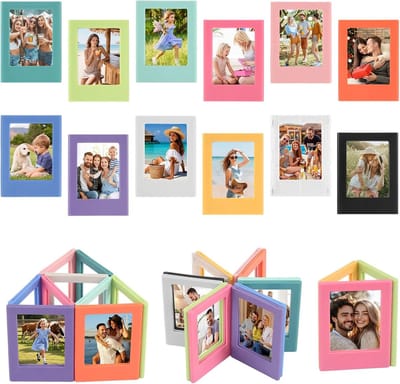 Ynkkvre - 12 Stuks Magnetische Fotokaders - Mini Fotokader - Alle Kanten Magneetkracht+Gemakkelijk Wisselen Van Fotos - 12 - Voor Kantoor+Bureau+Koelkast+Meer+Wit