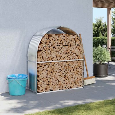 vidaXL - Haardhoutopslag - 120x45x140 - cm - gegalvaniseerd - staal - zilverkleur