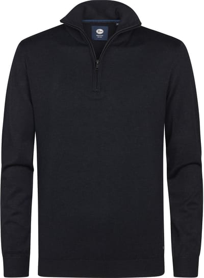 Petrol Industries - Heren Gebreide Half-Zip Trui Lexington - Zwart - Maat S