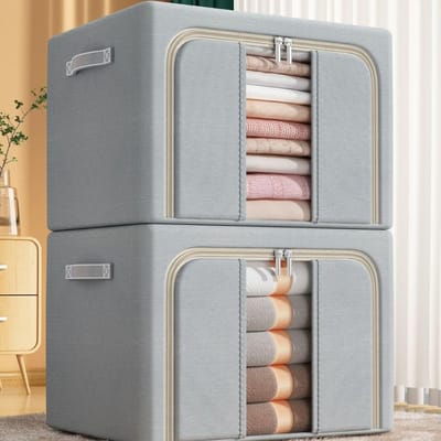 Professionele Opbergorganizer - Opvouwbare kast van koolstofstaal voor het opbergen van kleding, speelgoed en seizoensartikelen-tan