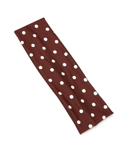 Haarband Dames - Polkadot Bruin/Wit - Brede Haarband - Vintage Stippenprint - Polyester | Fashion Favorite