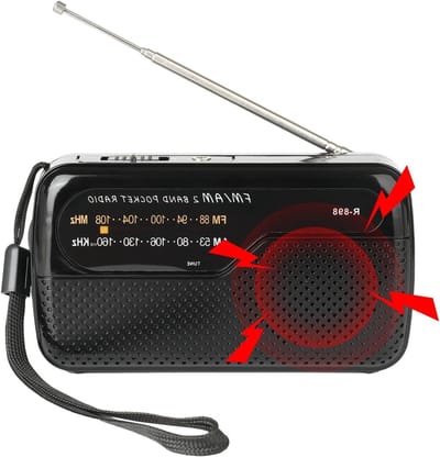 Draagbare Radio - Zakformaat Speaker - Muziek Luisteren - Batterijgevoed Apparaat - 12.6x3x7.1cm - Zwart