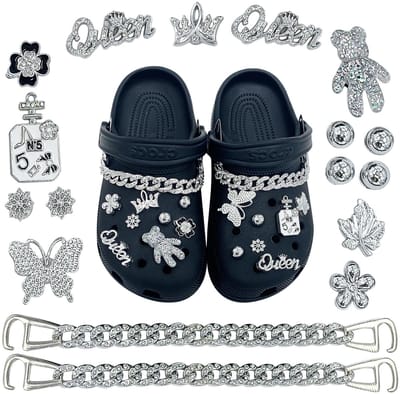 17 stuks schoenhangers, schoenbedels, schoenaccessoires met diamantkristal, accessoires voor doe-het-zelf schoenen, kristallen diamant bling schoenen accessoires, meisjes, vrouwen, Eén maat,