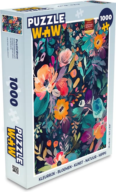 Puzzel Kleurrijk - Bloemen - Kunst - Natuur - Hippie - Legpuzzel - Puzzel 1000 stukjes volwassenen