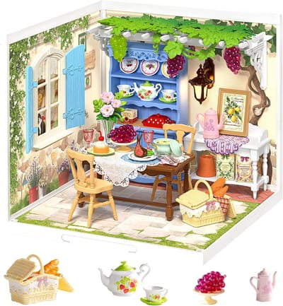 Miniatuurhuis Kit - Doe-het-zelf Model - Creatief Hobby - Lijmvrije Montage - Schaal 1:24 - Wit Blauw Geel